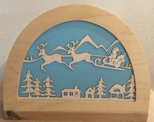 Silhouet Kerstman in slee