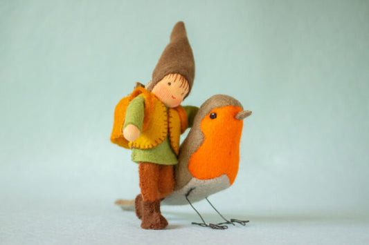 kabouter-met-roodborstje, atelier pippilotta