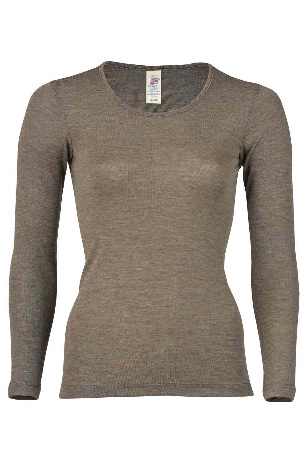 Wolzijde Damesshirt Lange Mouwen - Walnoot