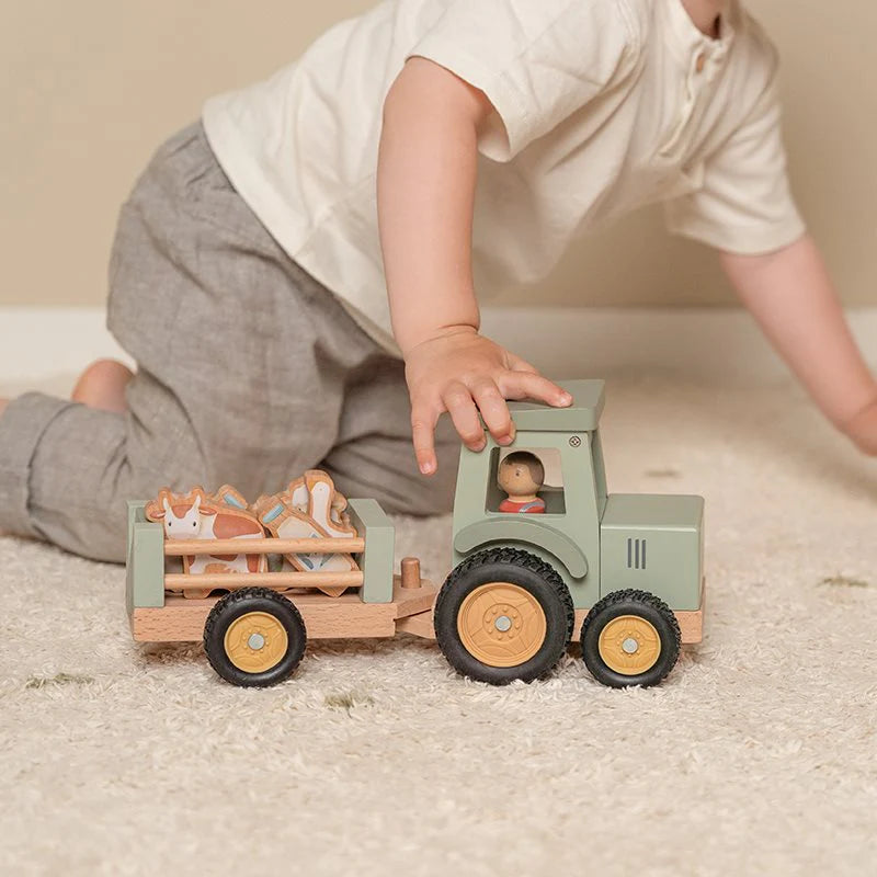 Houten Tractor met Trailer