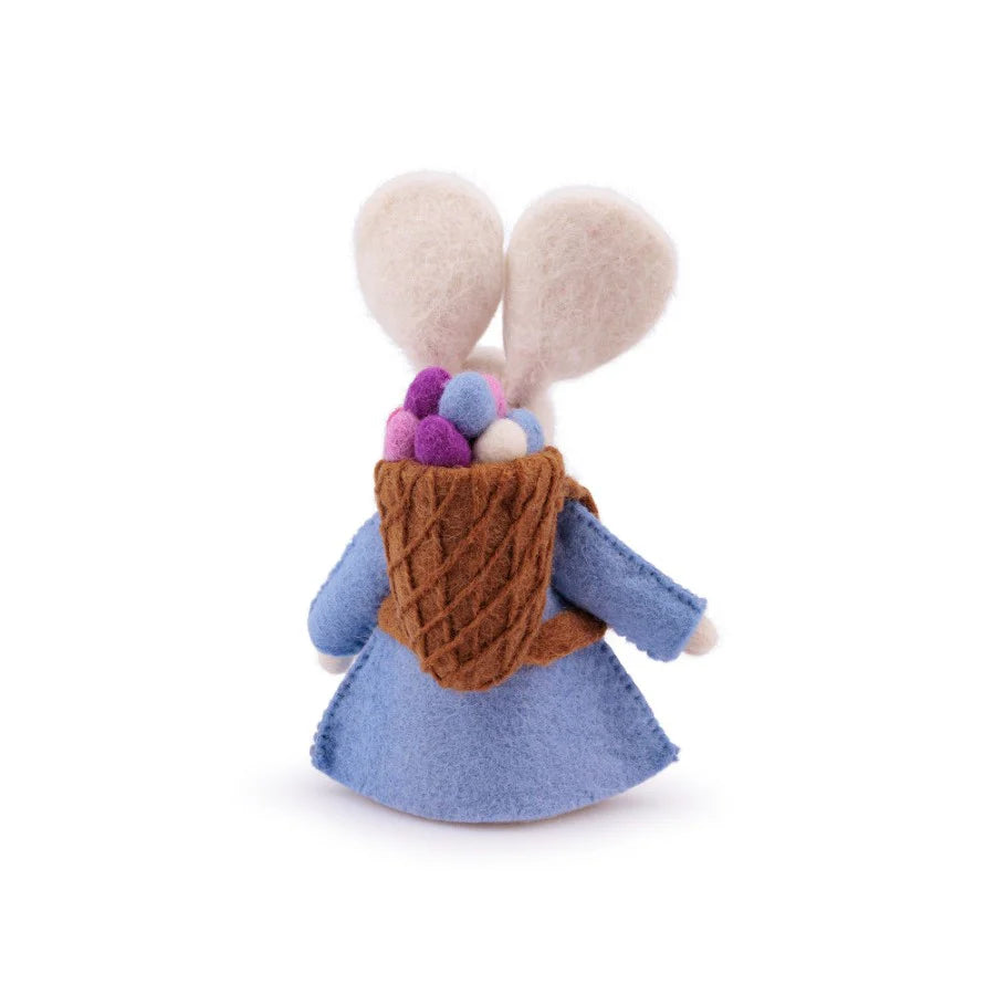 Vilten Haas met mand Lichtblauw