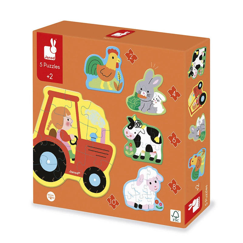5 puzzels boerderij 2+
