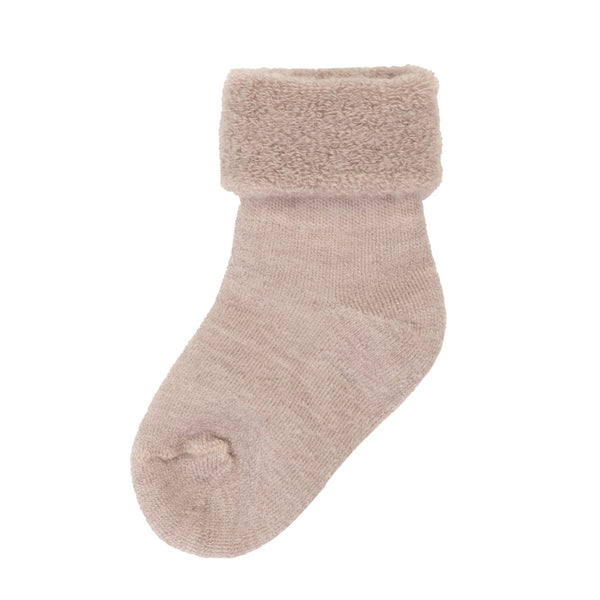 Wollen sokken met omslag - Beige Melange