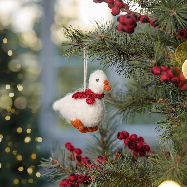 Vilten Hanger Gans met sjaal Rood