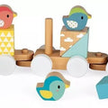 Houten trein vogels en konijn