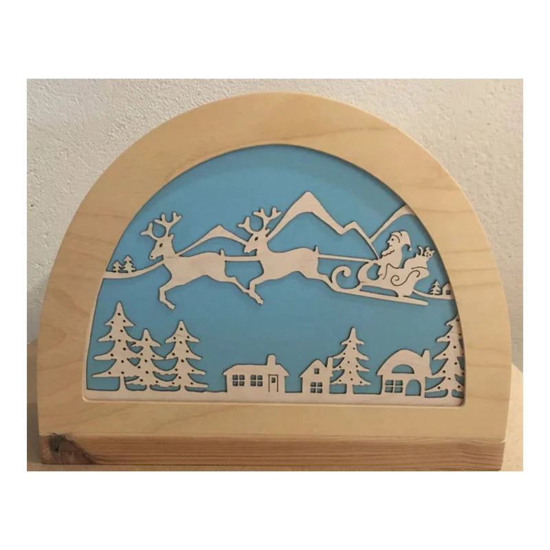 Silhouet Kerstman in slee