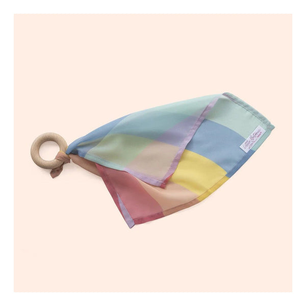 Playcycle speeldoek met houten ring pastel regenboog waves