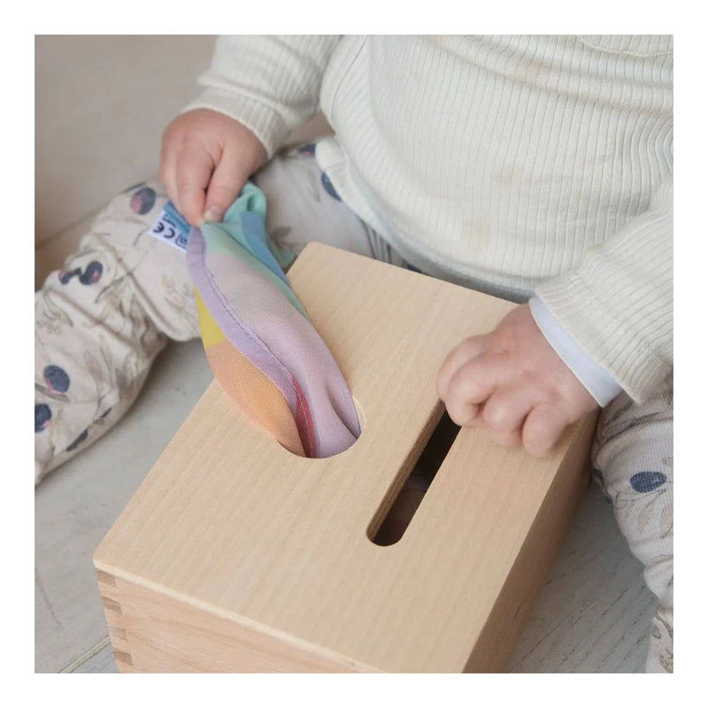 Playcycle speeldoek met houten ring pastel regenboog waves