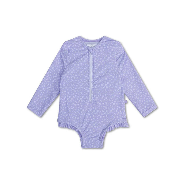 UV Badpak met lange mouwen Lila Panterprint