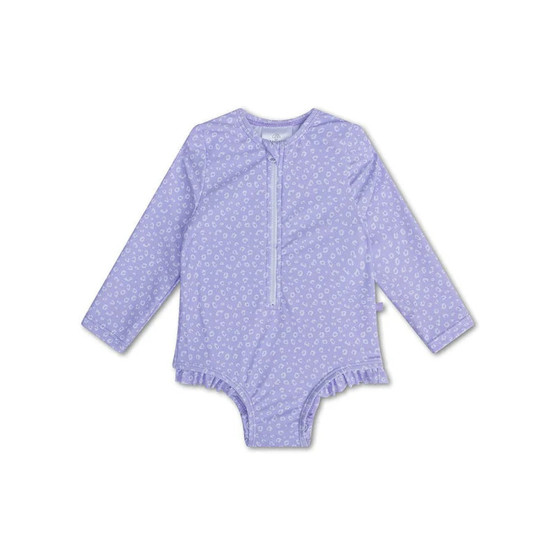 UV Badpak met lange mouwen Lila Panterprint