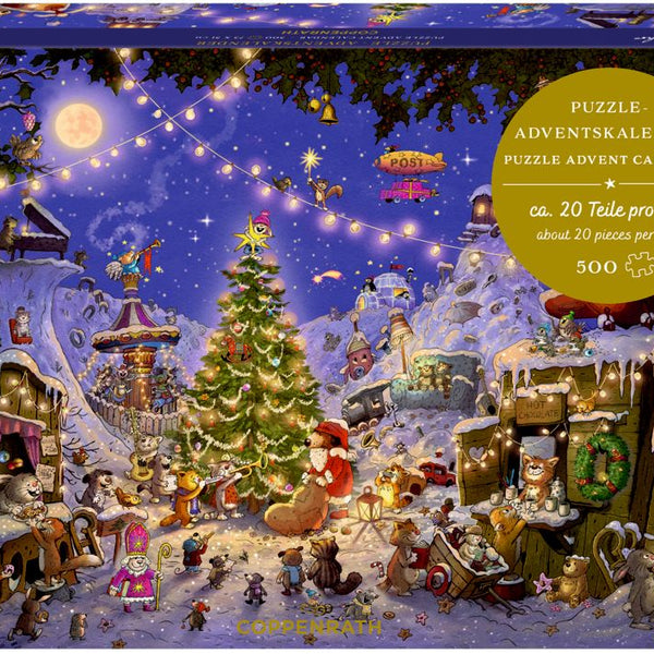 Puzzel Adventskalender -  Kerstmarkt van de dieren 500 stukjes