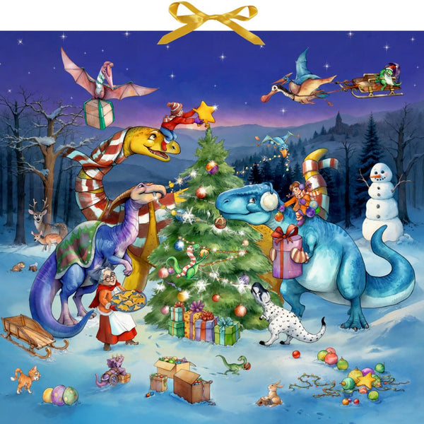 Adventskalender Dinosaurussen om de kerstboom