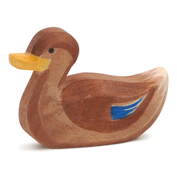 Houten eend zwemmend