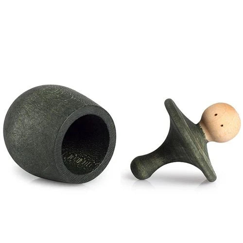 Houten poppetje in bakje - groen