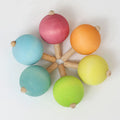 Houten Pastel spinning tops 6 stuks