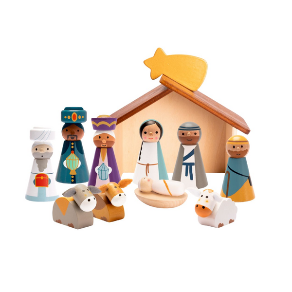 Houten kerststal