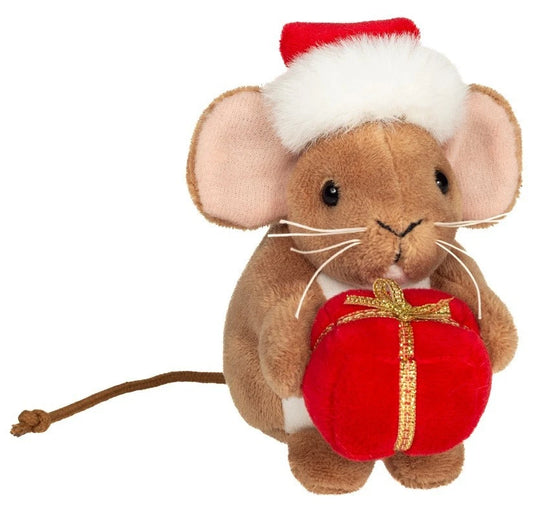 Knuffel Kerst Muisje met Cadeautje
