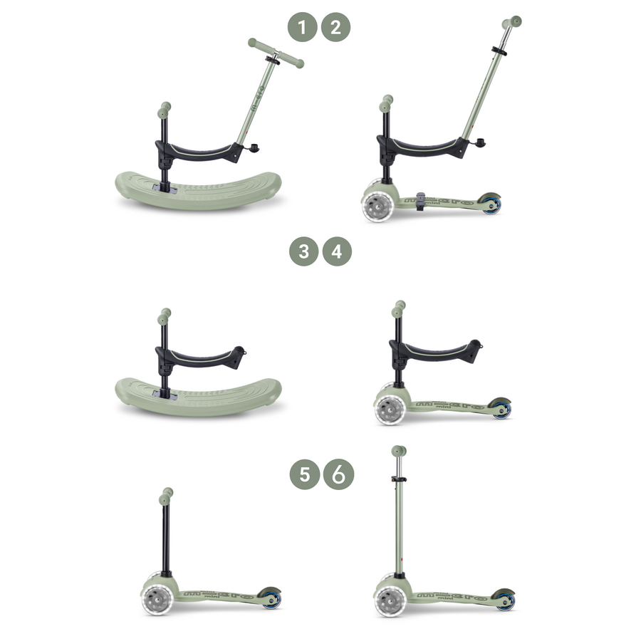 Mini Micro 6in1 step Rock & Go LED - Olive groen