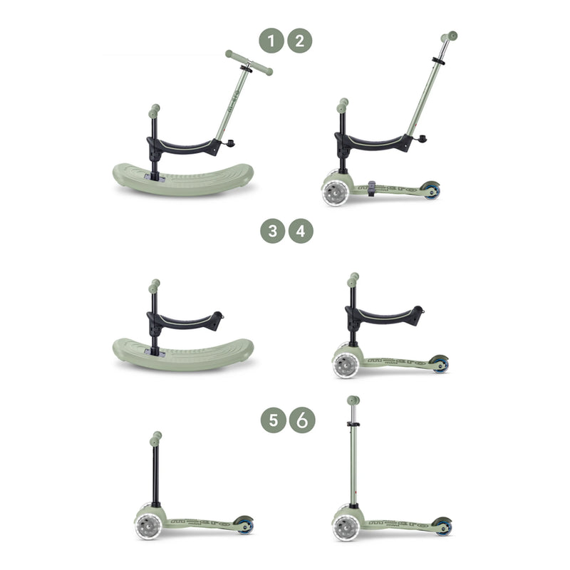 Mini Micro 6in1 step Rock & Go LED - Olive groen