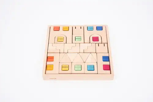 Houten Bouwstenen met Edelstenen