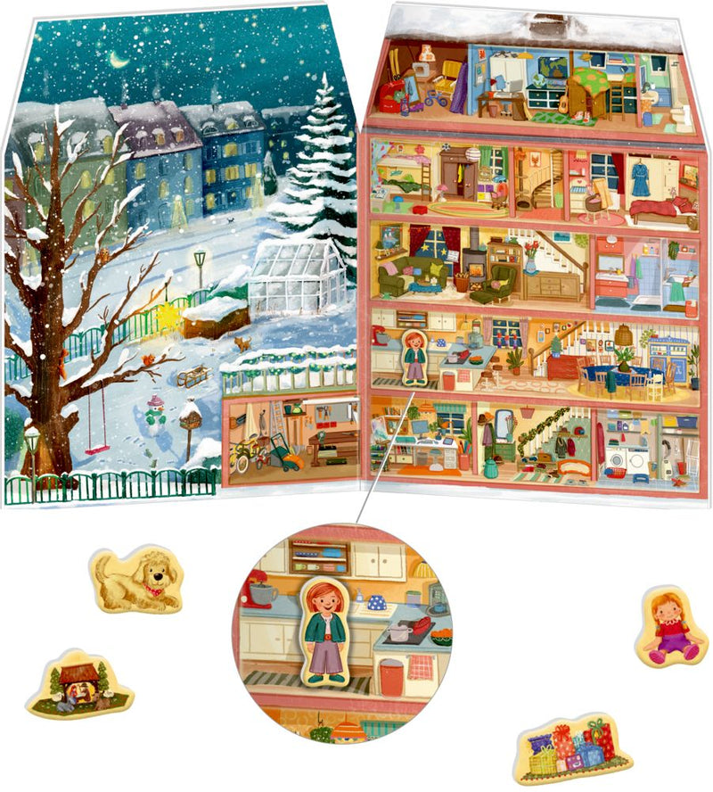 Adventskalender  kersthuis met magneetjes