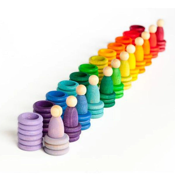 Grapat - Houten nins poppetjes met ringen en schijven