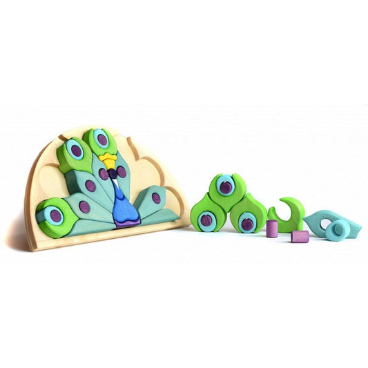 houten puzzel pauw bumbu toys