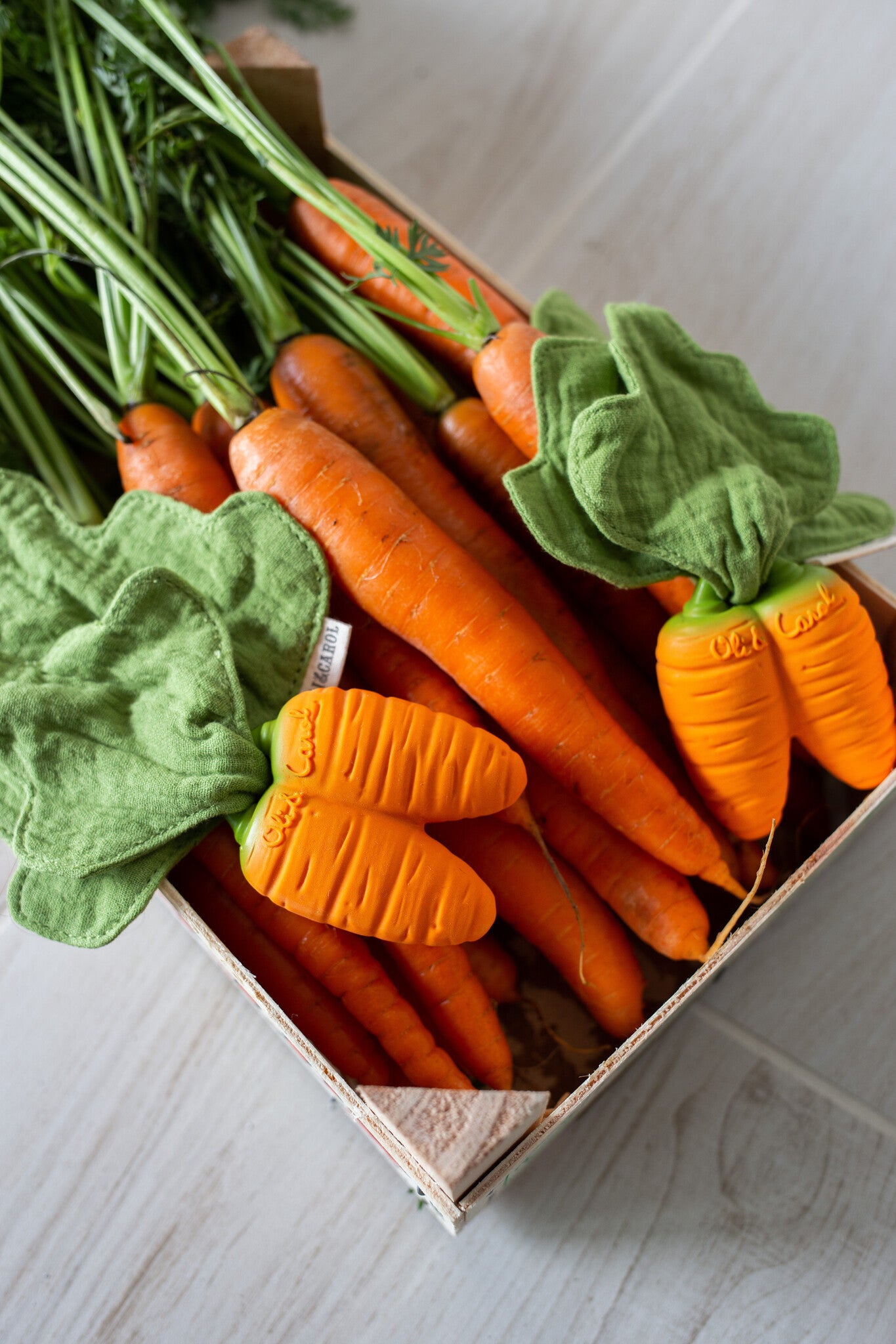 oli en carol, bijtspeeltje, wortel, cathy the carrot